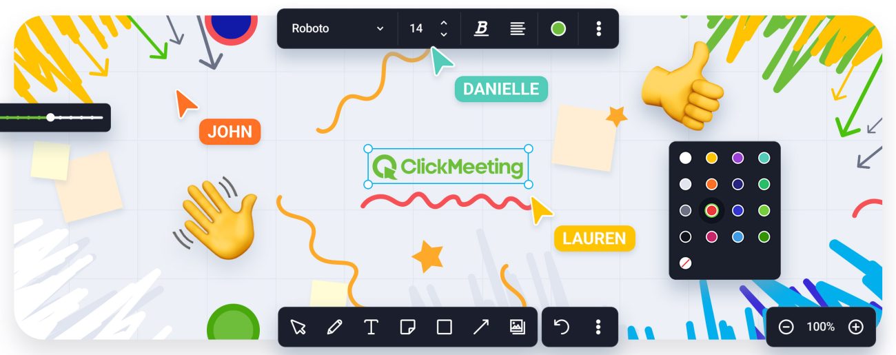ClickMeeting virtual whiteboard. Collaborate endlessly!