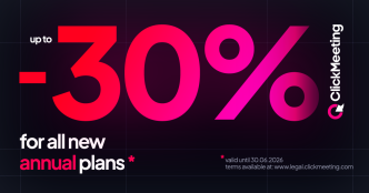 30% off for all new ClickMeeting annual plans