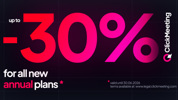 30% off for all new ClickMeeting annual plans